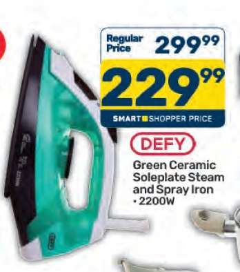 DEFY Green Ceramic Soleplate Steam and Spray Iron