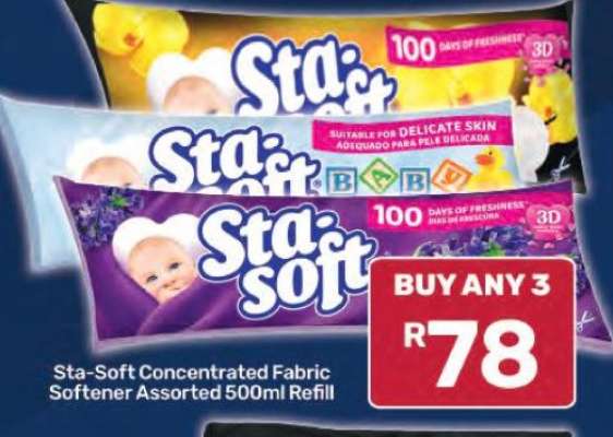 Sta-Soft Concentrated Fabric Softener Assorted 500ml Refill