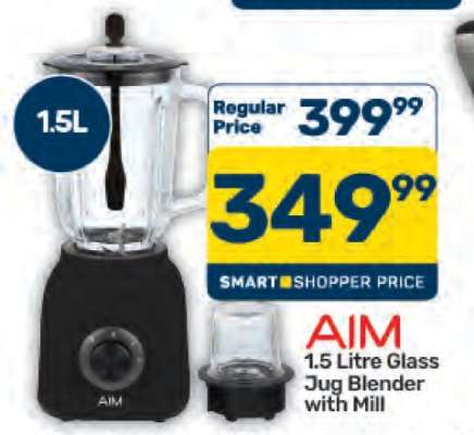 AIM 1.5 Litre Glass Jug Blender with Mill