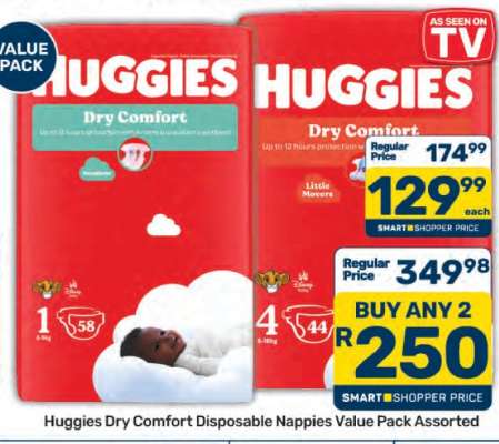 Huggies Dry Comfort Disposable Nappies Value Pack Assorted